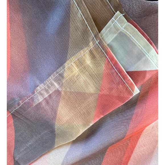 Vintage 1970s shower curtain, beige, orange brown diagonal stripes print, as is - Picture 6 of 10